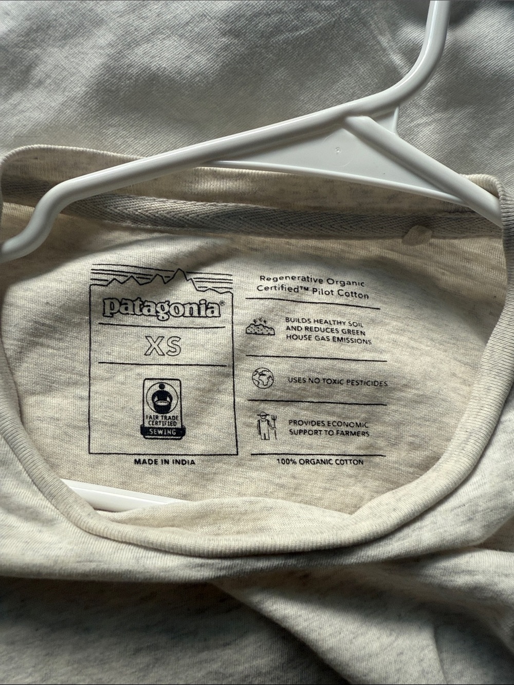 Women's XS Beige Regenerative Organic Certified® Cotton Tee Shirt - Picture 7 of 14